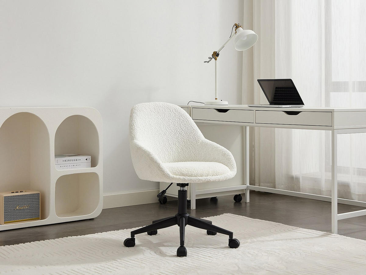 BÜROSTUHL ohne Armlehnen - 55 cm x 59.5 cm - stoff - elfenbeinfarben Naody - Weiß, Textil (55/88/59.5cm) - Vente-Unique