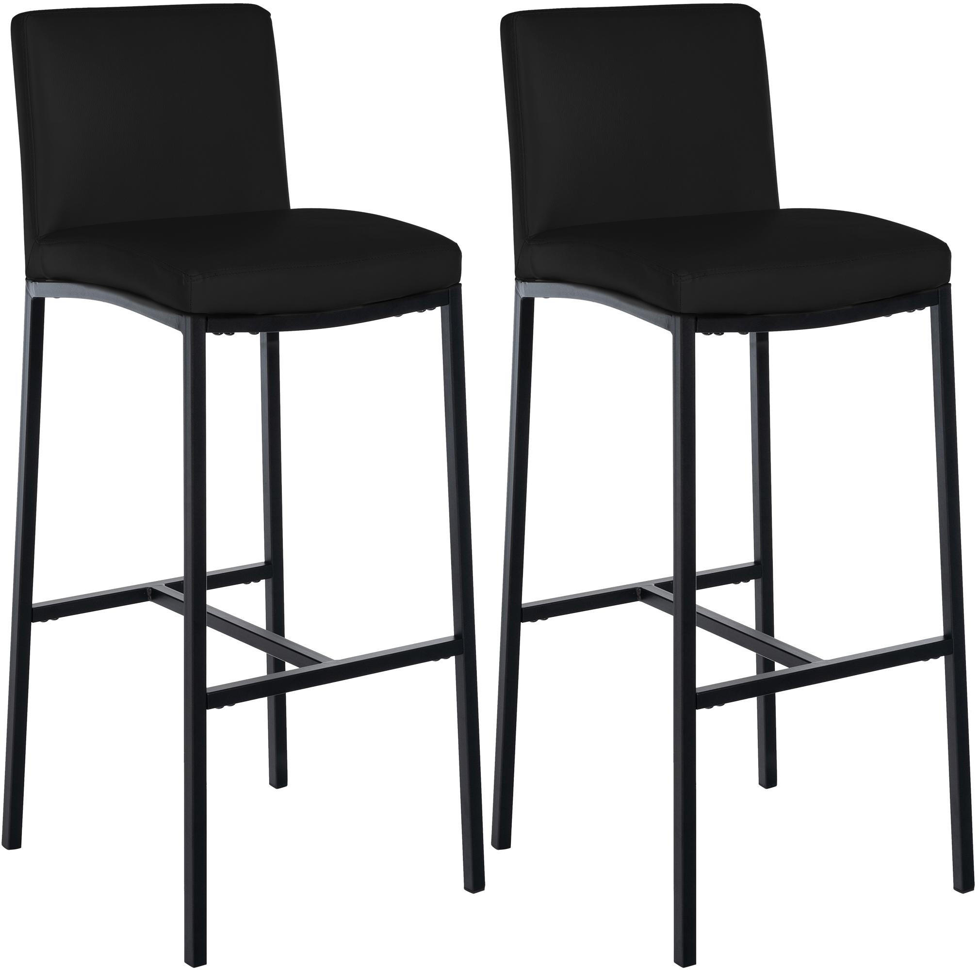 BARHOCKER 2er Set Lederlook Schwarz - Schwarz, Textil/Metall (43/110/49cm) - CLP