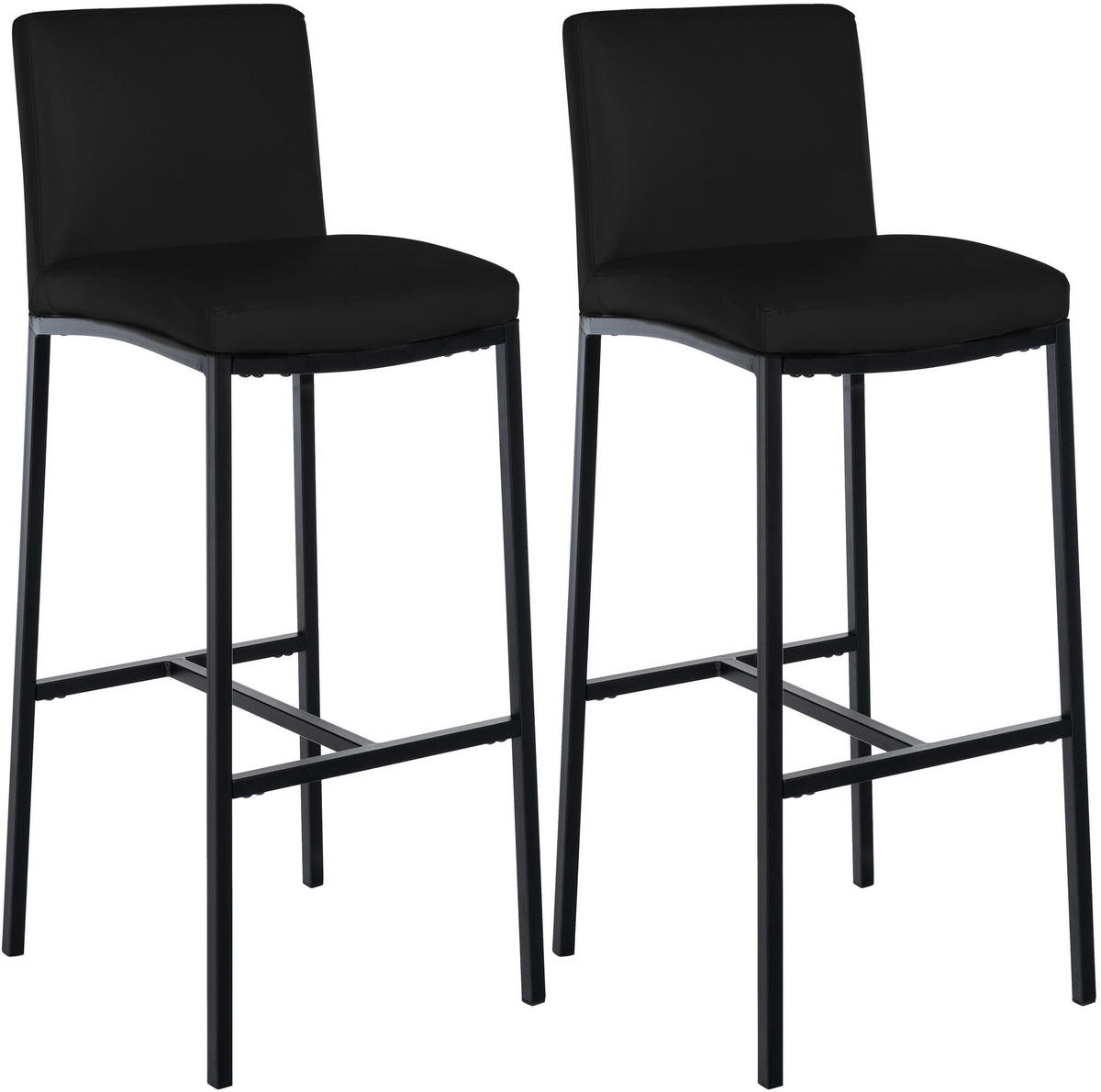 BARHOCKER 2er Set Lederlook Schwarz - Schwarz, Textil/Metall (43/110/49cm) - CLP