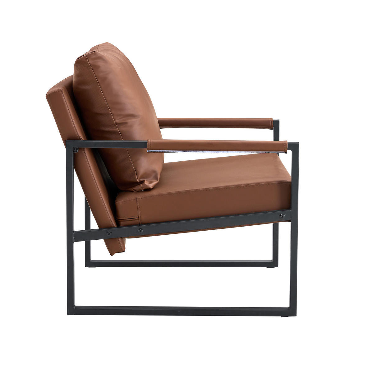 SESSEL mit schwarzem Metallrahmen, DE-42370, Braun - Braun, Metall (75.5/75.2/68.6cm) - ComfortXL
