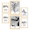POSTER Set Mit 6 Von Ägypten Und Sidney Sammlung A3 & A4 Rahmen Aus Hellem Holz - Beige, Papier (29/3cm) - Nacnic
