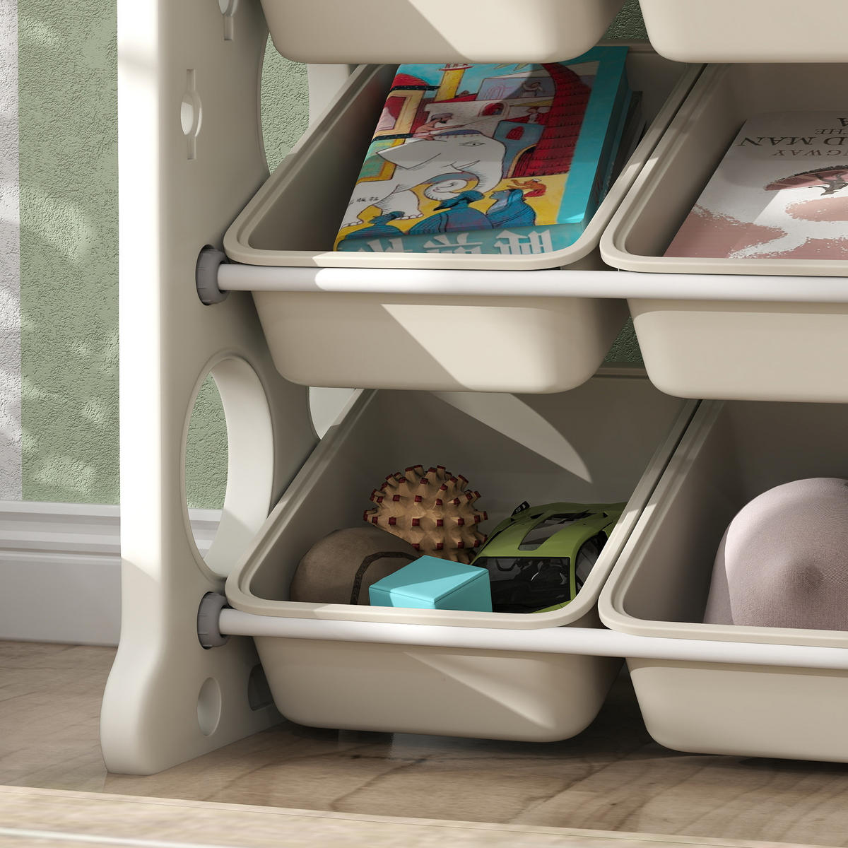 KINDERREGAL - Creme/Weiß, Kunststoff (42/94/77cm) - AIYAPLAY