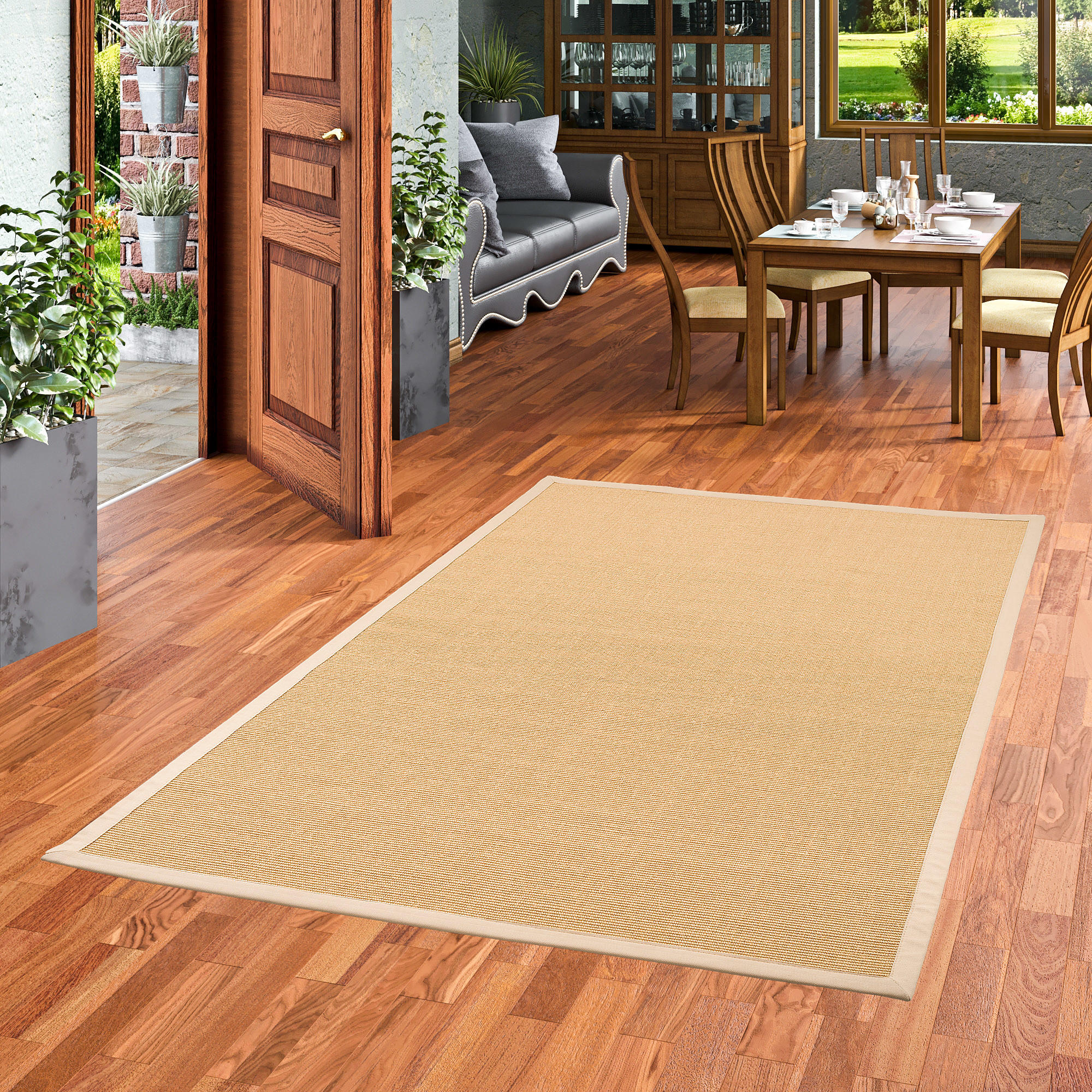 SISALTEPPICH NATURA KLASSISCH MIT BORDÜRE - Beige, Textil (150/150cm) - Pergamon