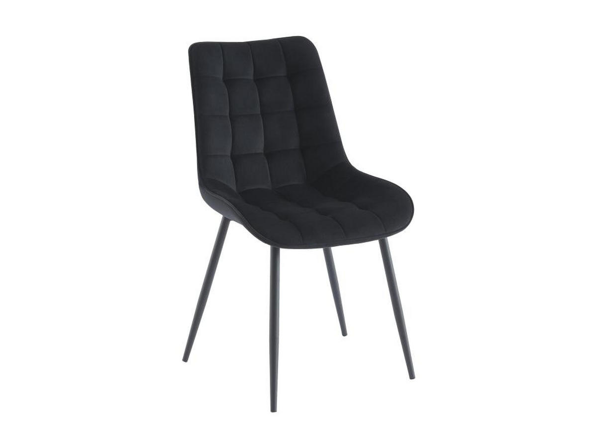 POLSTERSTUHL 2er-Set - Samt & schwarzes Metall - Schwarz - OLLUA - Schwarz, Textil (60/87/49.5cm) - Vente-Unique