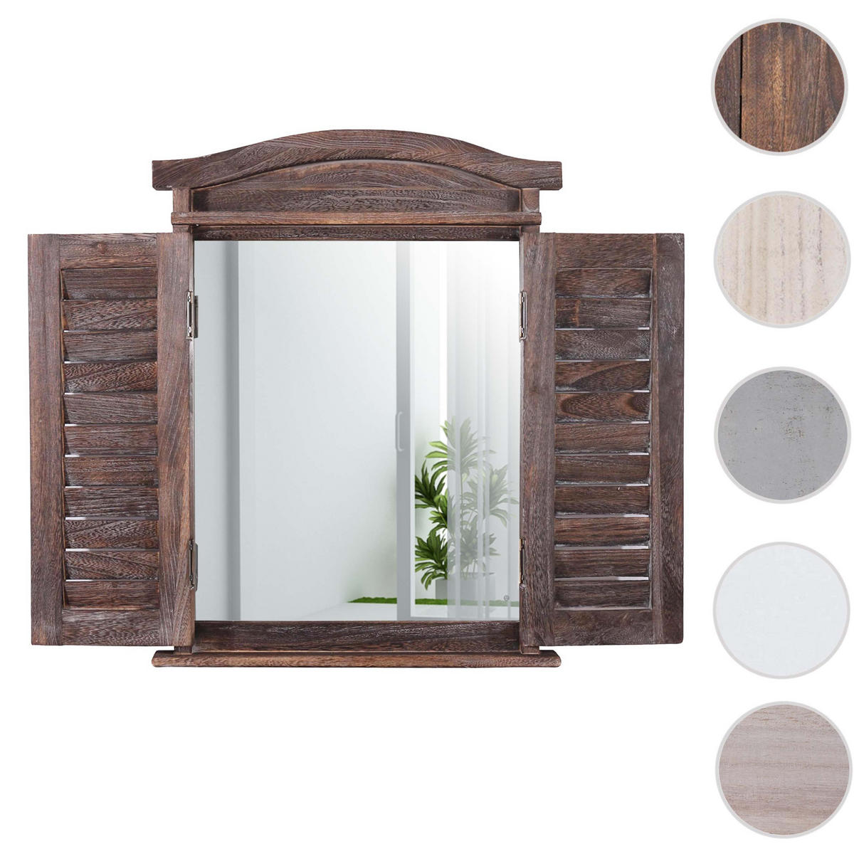 WANDSPIEGEL MIT FENSTERLÄDEN Dunkelbraun - Dunkelbraun, Holz (42/53/5cm) - MCW