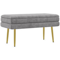 TRUHENBANK DE-16420 2-in-1 mit Stauraum und Samtbezug Grau/Gold - Grau, Textil (79.5/43/37.5cm) - ComfortXL
