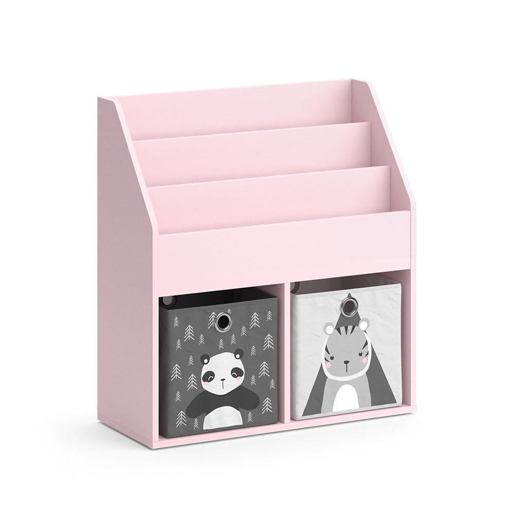KINDERREGAL Luigi Rosa 72 x 79 cm mit 2 Faltboxen (Panda, Tiger) - Pink, Holzwerkstoff (72/79/30.7cm) - Vicco