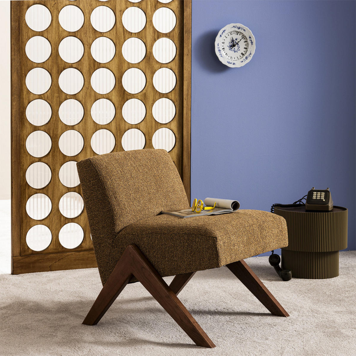 STOFFSESSEL mit Holzfüßen - Vinto - Heidebraun - Braun, Textil (61/72/70cm) - Drawer
