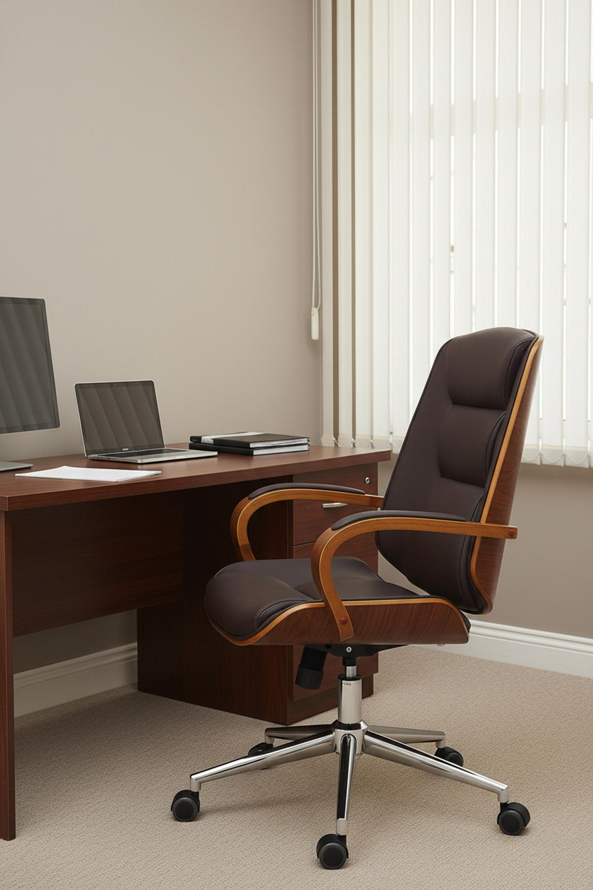 BÜROSTUHL Nyxar walnuss/braun - Chromfarben/Braun, Metall (60/110/68cm) - TPFLiving