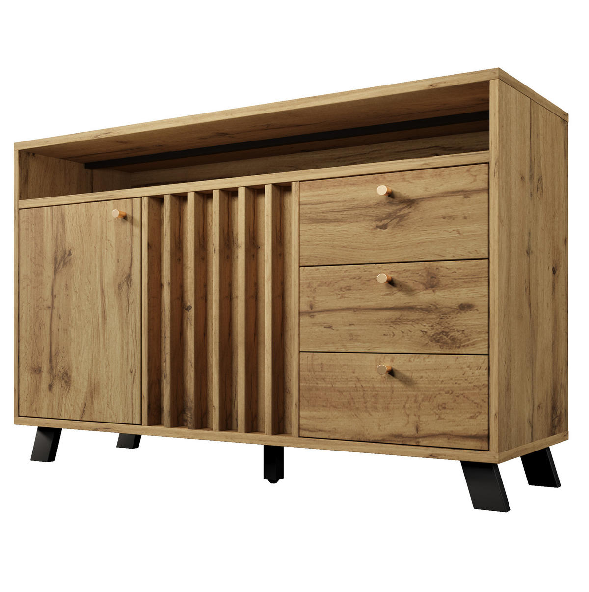 SIDEBOARD 120/40/85 cm dunkle Eiche aus Holz mit Lamellenfront - Braun, Holz (120/85/40cm) - OKWISH