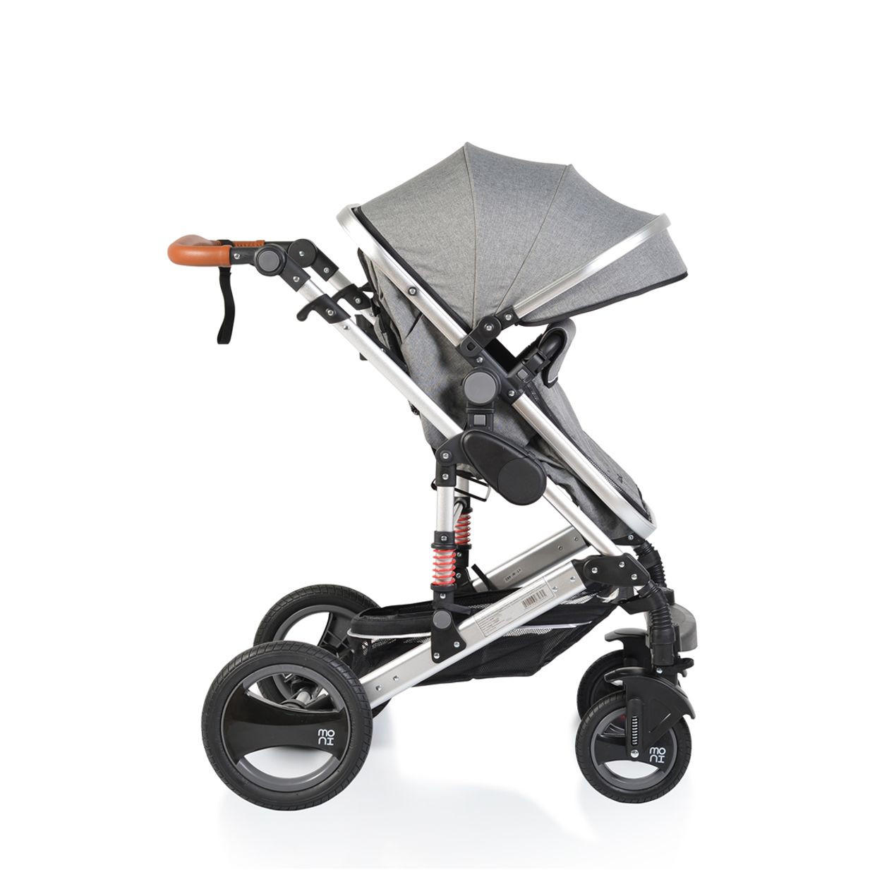KINDERWAGEN Gala dunkelgrau Tragetasche Sportsitz umbaubar Wickeltasche Sitz umkehrbar - Silberfarben, Metall (95/70/110cm) - Moni