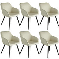 ESSZIMMERSTUHL 6er Set Marilyn 58 x 62 x 82 cm crème/schwarz - Creme/Schwarz, Textil (58/82/62cm) - tectake