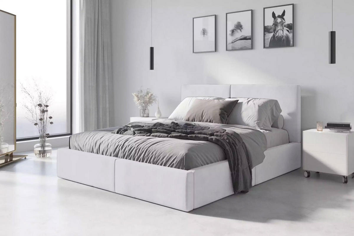 POLSTERBETT Hilton 120x200cm in Weiß mit Stauraum - Weiß, Textil/Metall (120/200cm) - Interbeds