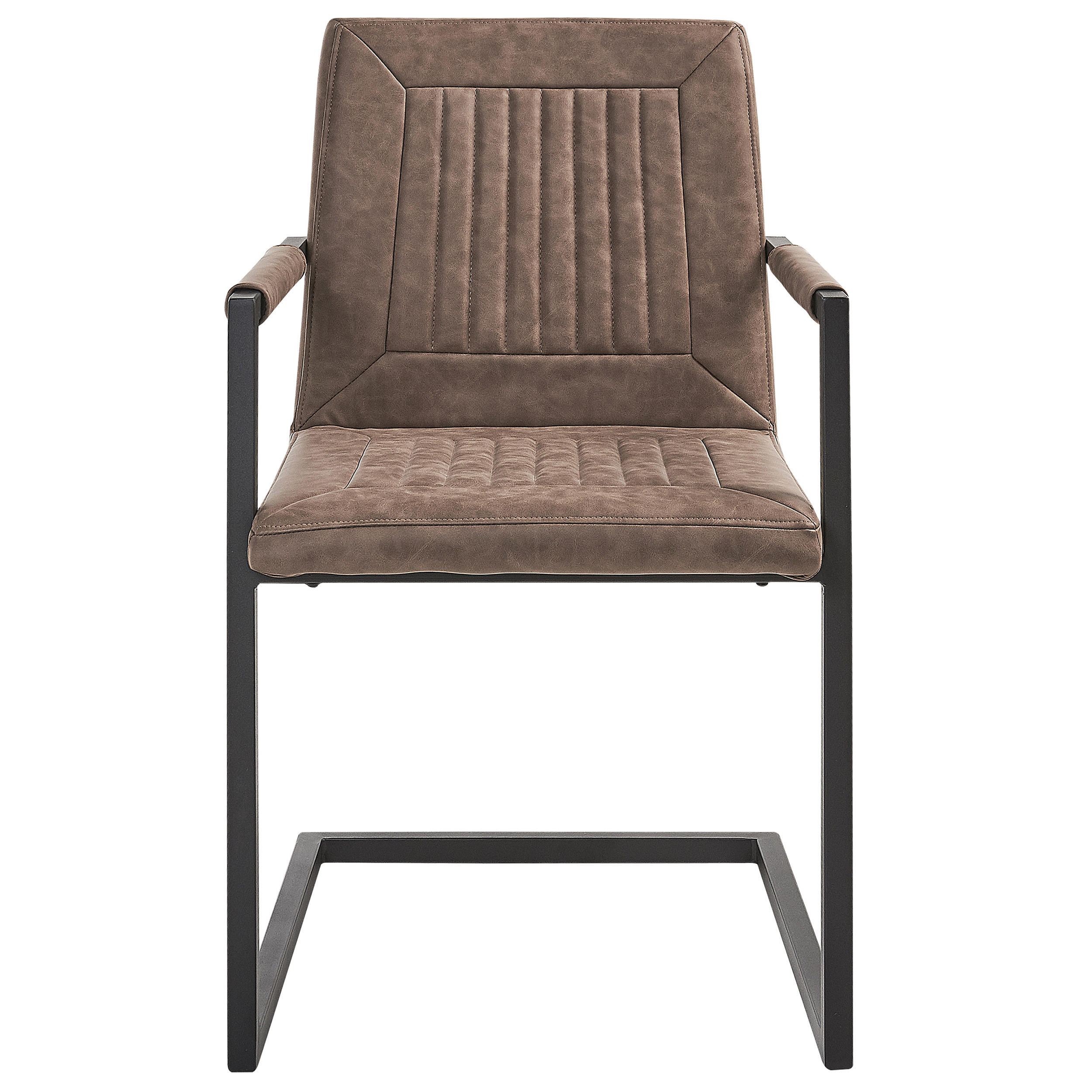 ESSZIMMERSTUHL 2er-Set Kunstleder Braun Brandol - Braun, Textil/Metall (52/87/54cm) - Beliani