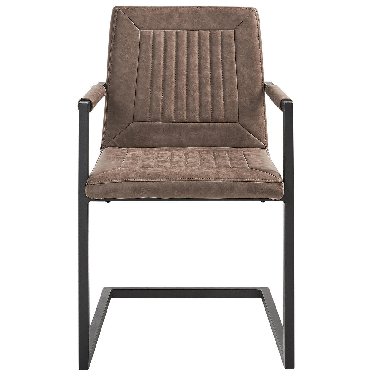 ESSZIMMERSTUHL 2er-Set Kunstleder Braun Brandol - Braun, Textil/Metall (52/87/54cm) - Beliani