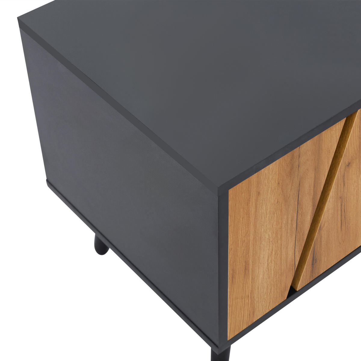 TV-LOWBOARD mit 1 Schublade und 2 Türen, Moderne minimalistische, Stützbeinen aus Massivholz, 180 x 40 x 46 cm - Multicolor, Holz/Metall (40/46/180cm) - GENKI LIVING