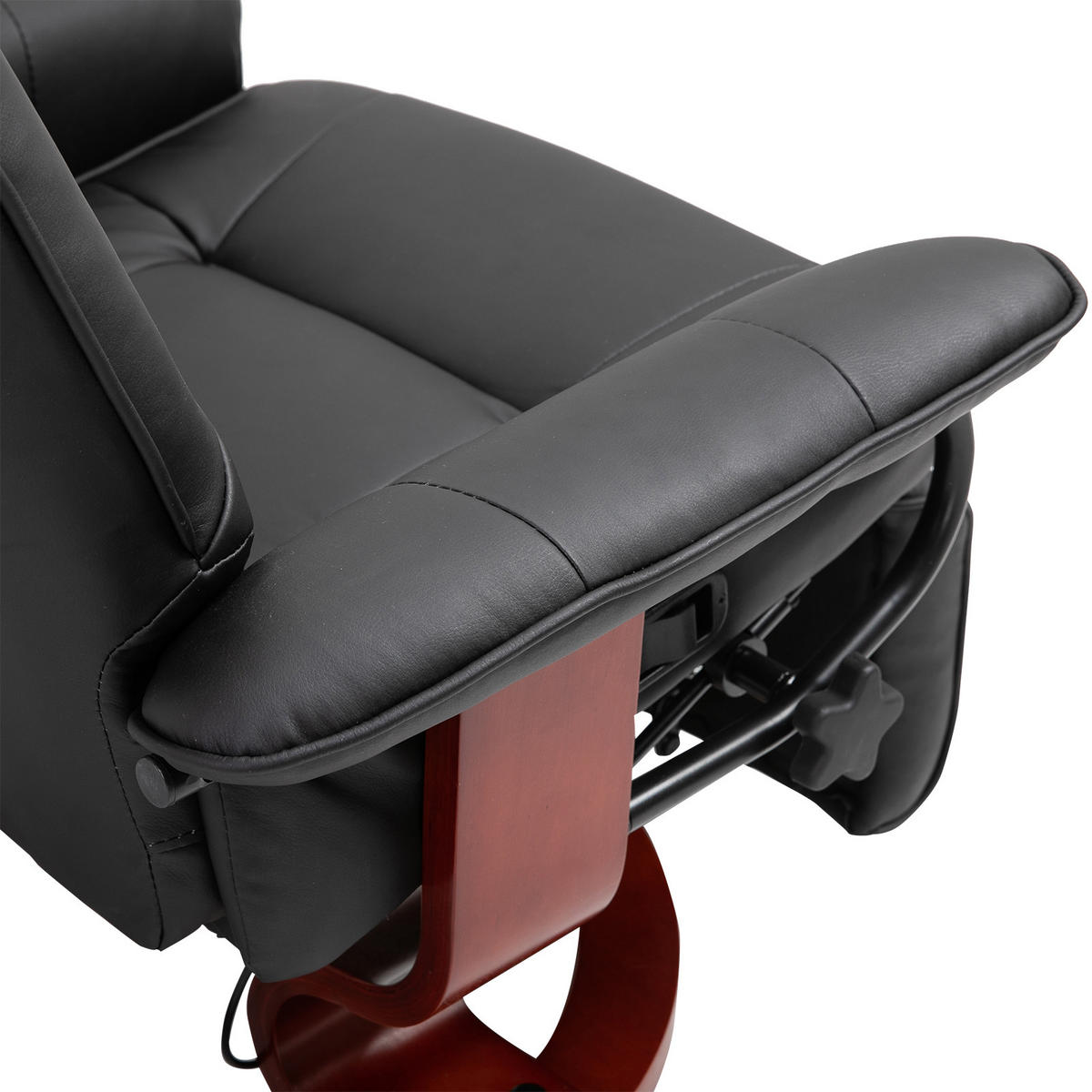 FERNSEHSESSEL DE-15340 360° drehbar mit verstellbarer Fußstütze Schwarz - Schwarz, Leder (87/100/78cm) - ComfortXL