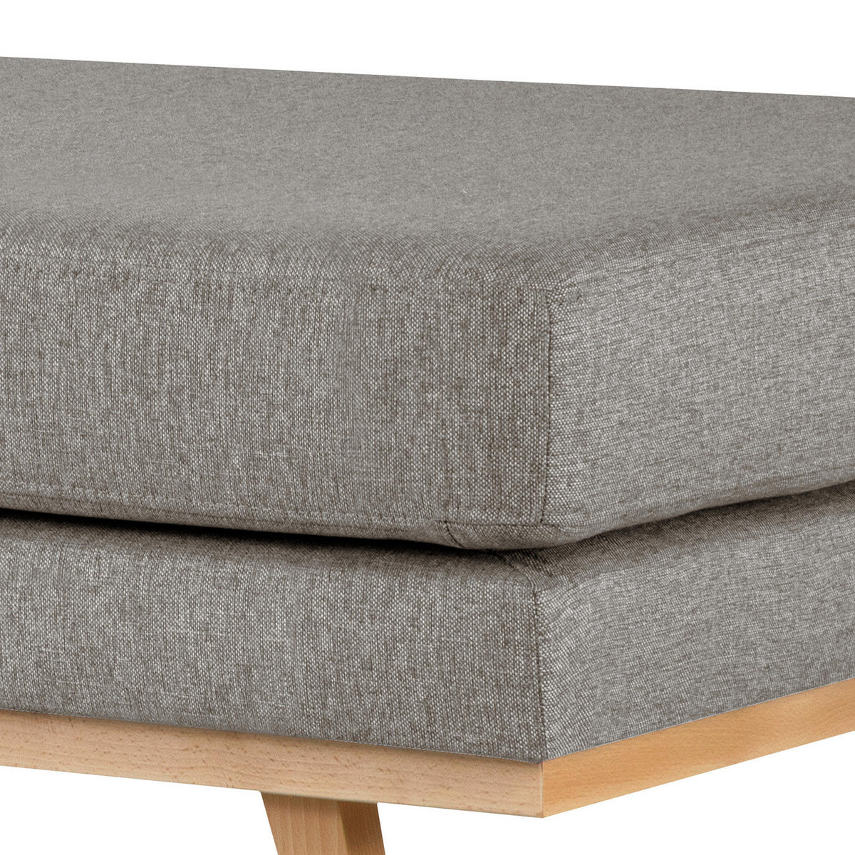 POLSTERHOCKER - Graubraun/Buchefarben, Buchenholz/Textil (85/43/60cm) - home24