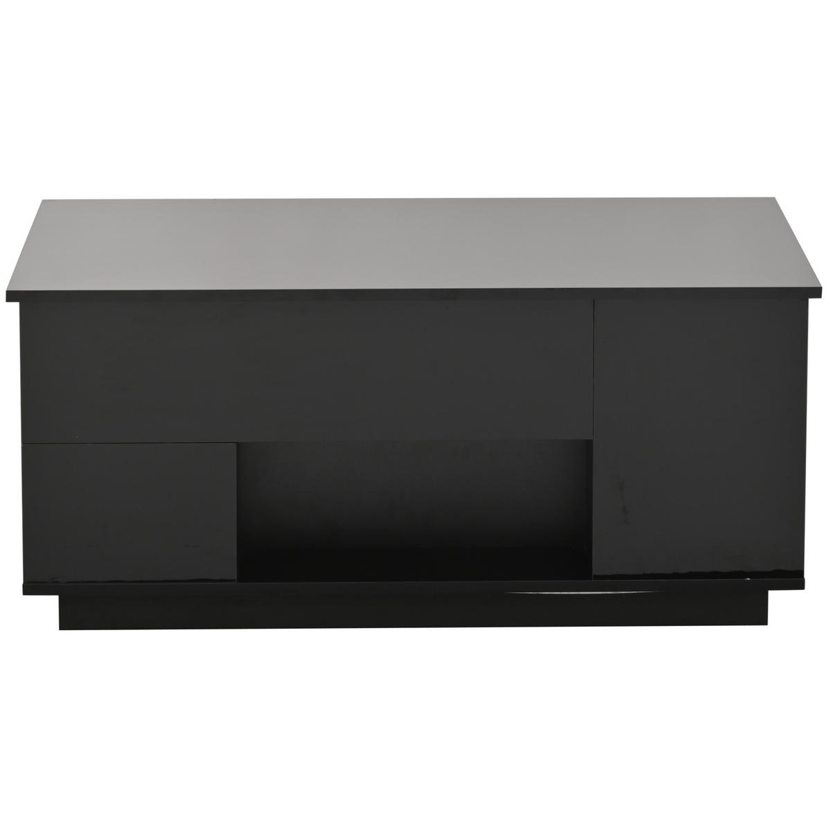 COUCHTISCH höhenverstellbar 100 x 50 cm Hochglanz Schwarz mit 2 Hockern - Schwarz, Holzwerkstoff (100/50/59cm) - Meubliv
