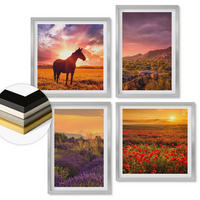 WANDBILDER 4er Set - 50x50 cm & 40x60 cm Silberner Rahmen - Berglandschaft Rosslavendel - Silberfarben, Kunststoff (50/50cm) - ArtPrintCave