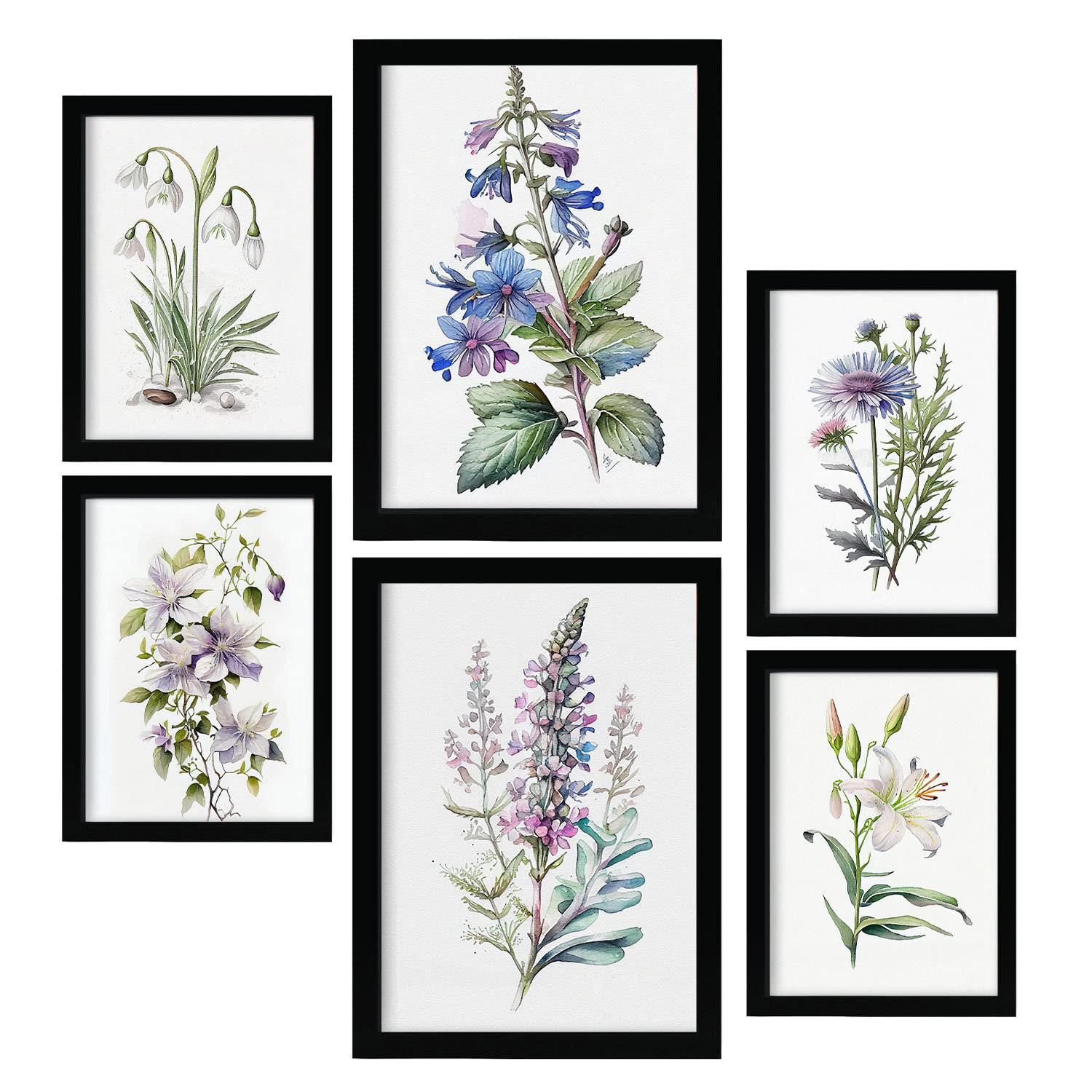 POSTER Set Mit 6 Lilien Vollfarbige Blumenmotiven A3 & A4 Rahmenlos - Klar, Papier (29/3cm) - Nacnic