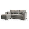 ECKSOFA NIDA Hellgrau Geflochtener Stoff mit Schlaffunktion - Hellgrau, Holz (220/143cm) - MASSENO