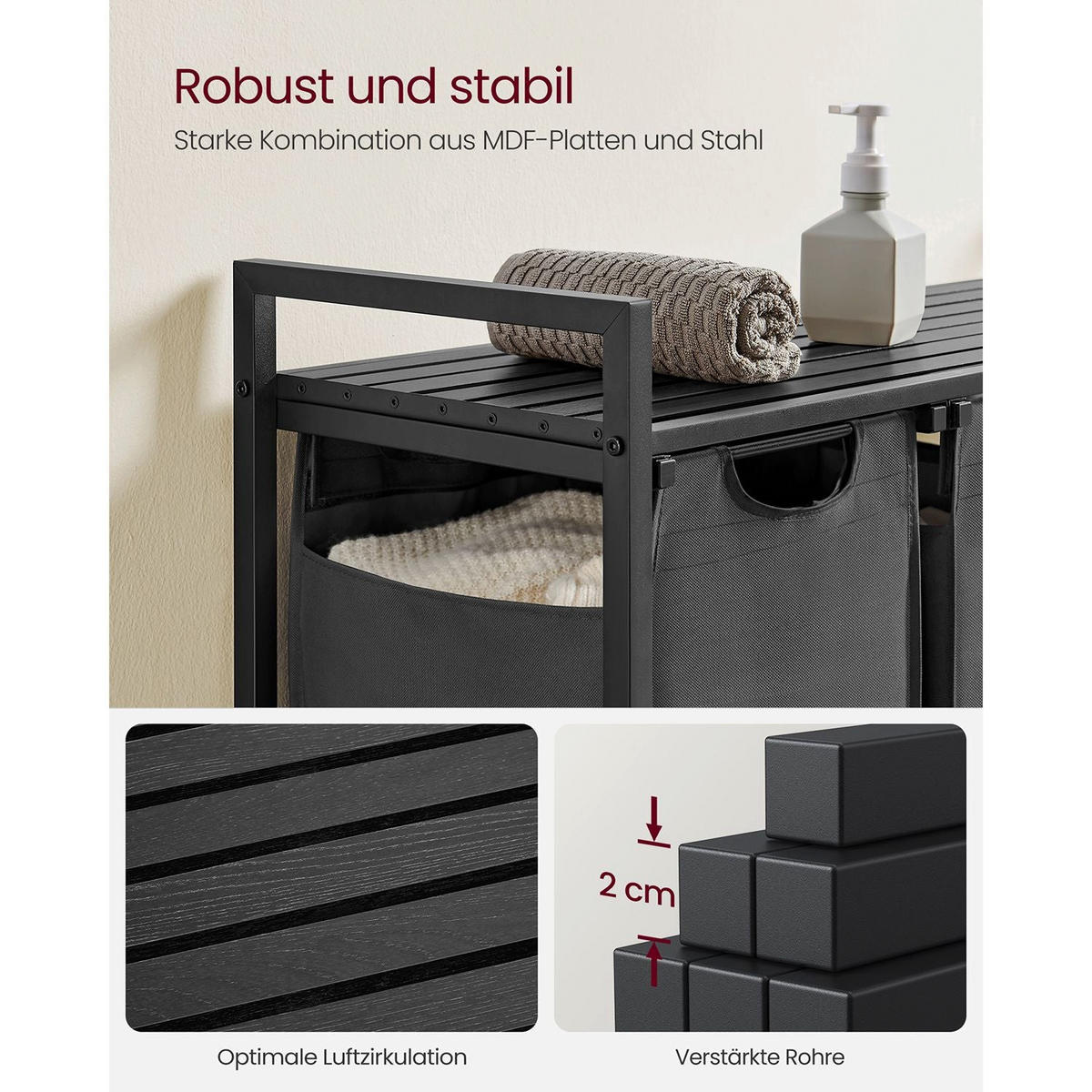 WÄSCHEKORB KUWAIT CITY - Grau, Metall (33/72/92.5cm) - Hansiro