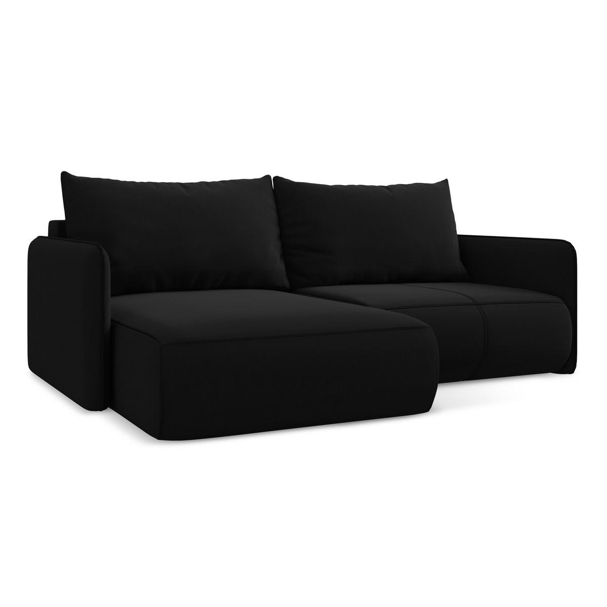 ECKSOFA mit Schlaffunktion Samt Stoff Schwarz - Schwarz, Kunststoff/Textil (148/207cm) - LaMiaSofa