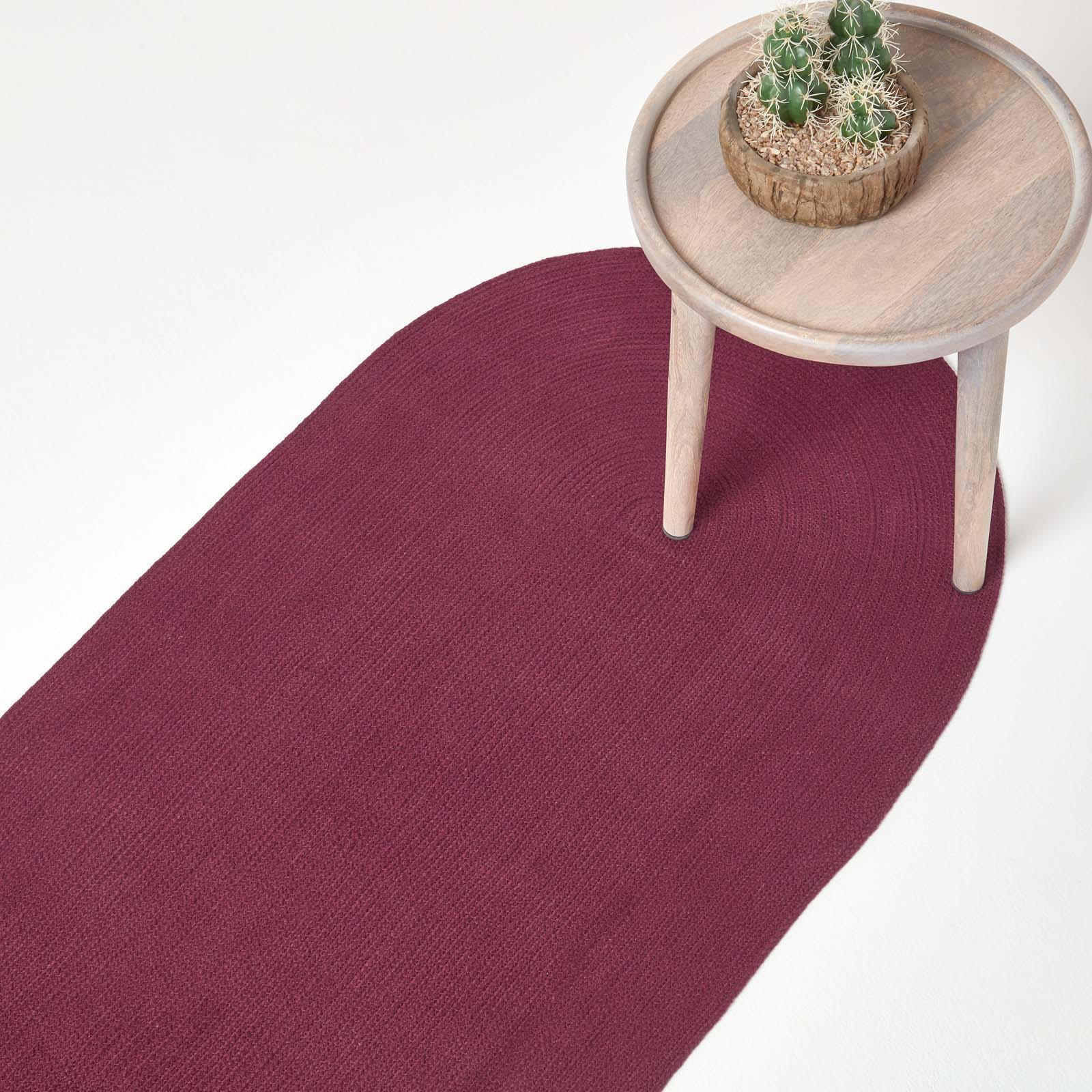 TEPPICHLÄUFER geflochten oval 66/200 cm - Weinrot, Textil (66/200cm) - Homescapes