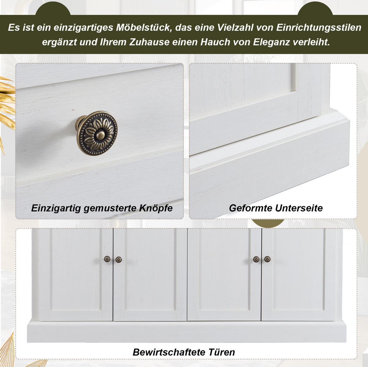 SIDEBOARD 150/40/86 cm Weiß/Naturholz aus Spanplatte mit 4 Türen und 2 Schubladen - Naturfarben, Holzwerkstoff (40/86/150cm) - OKMYHOME
