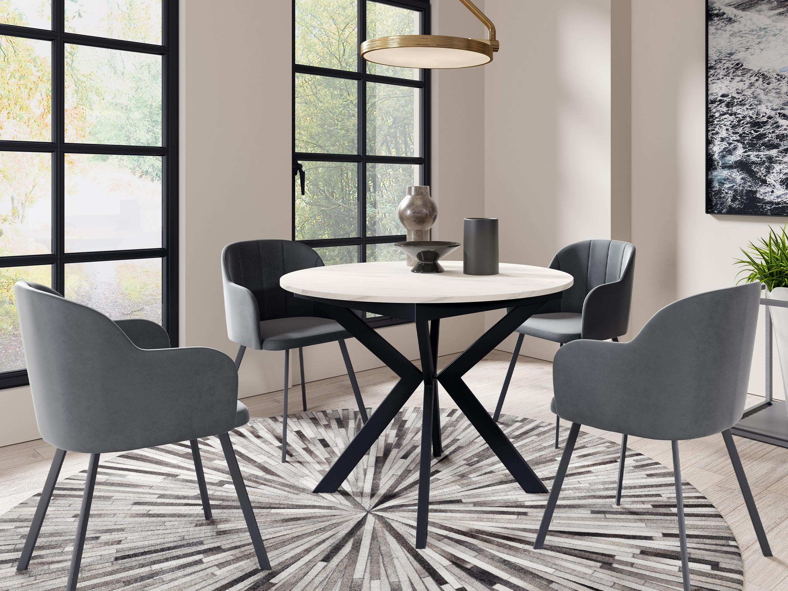 TISCH Leia 100 Ausziehbar - Multicolor/Schwarz, Holzwerkstoff/Metall (100/100/76cm) - MIRJAN24