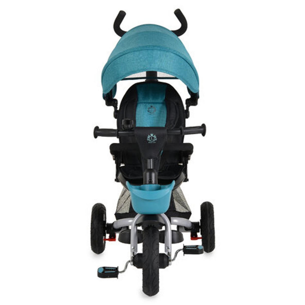 DREIRAD Flexy Lux 3 in 1 dunkelblau Gummireifen, 360° drehbarer Sitz, Sonnendach, Getränkehalter - Blau, Metall (75/52/110cm)