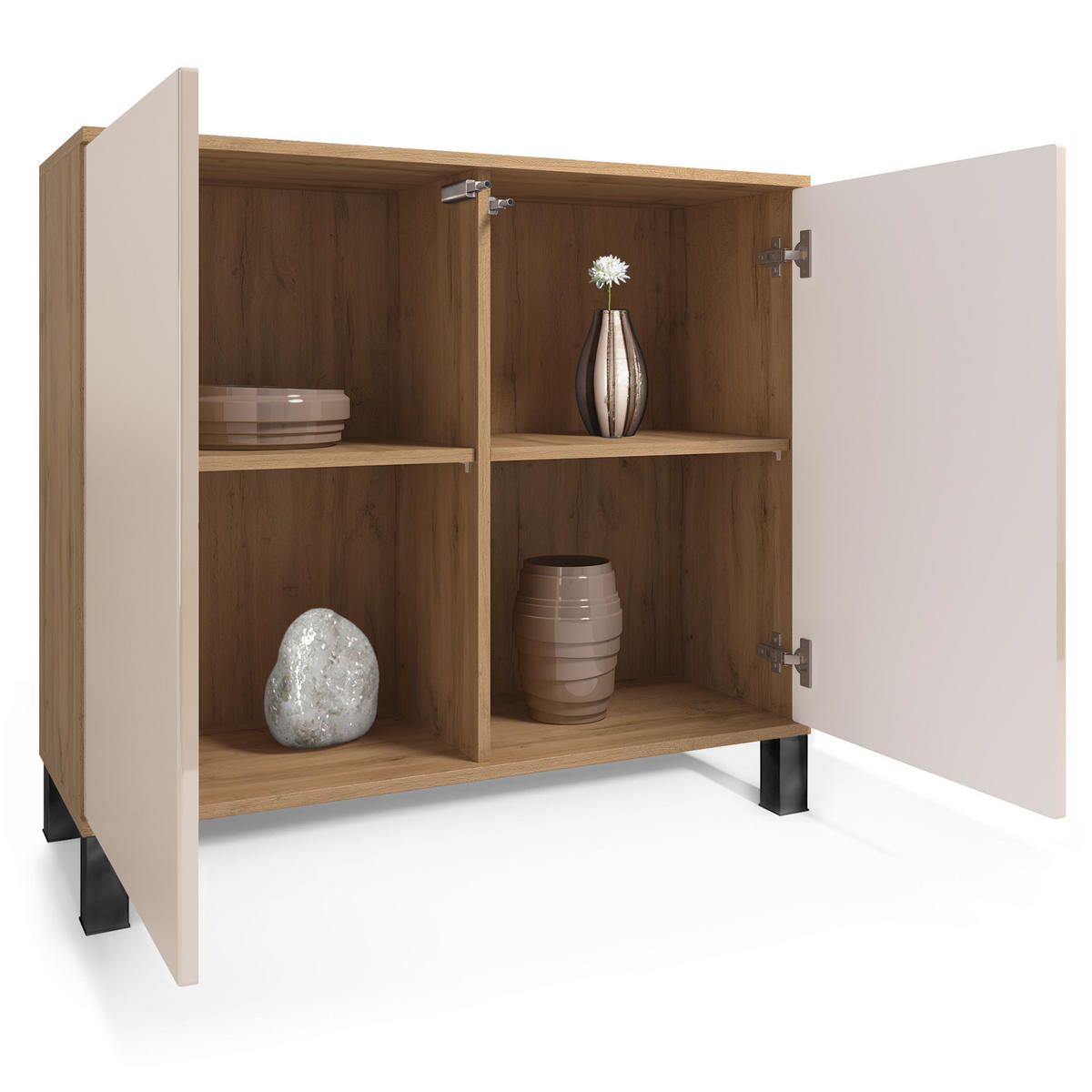 KOMMODE Skadu Weiß Hochglanz - Weiß Hochglanz, Holzwerkstoff (92.5/84.5/35cm) - Vladon