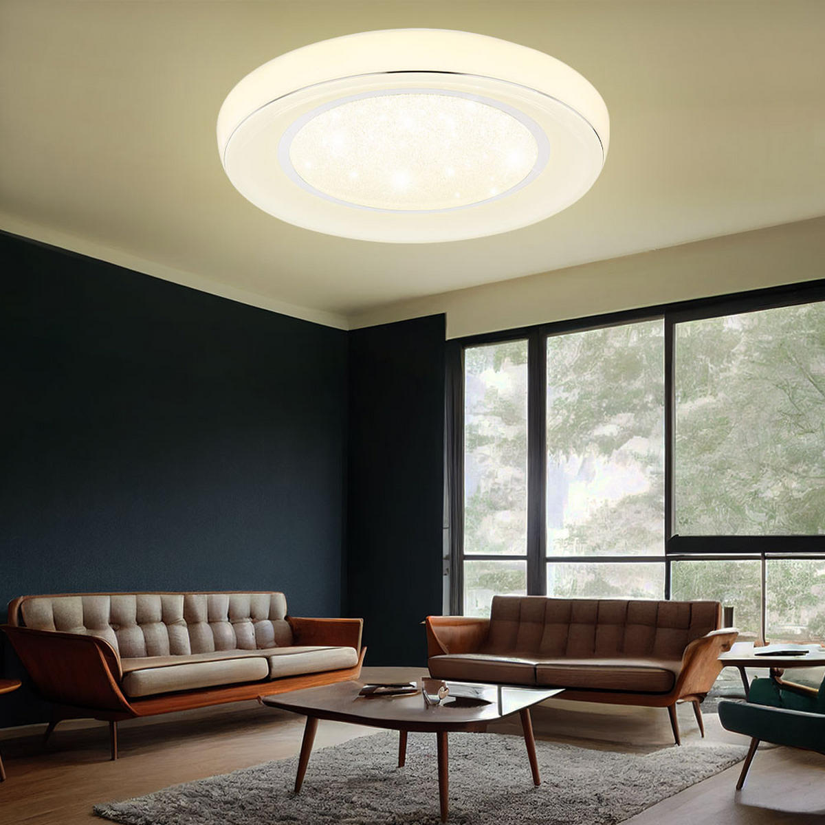 LED DECKENLEUCHTE Metall Weiß Opal - Weiß, Metall (66/66/9cm) - Globo Lighting