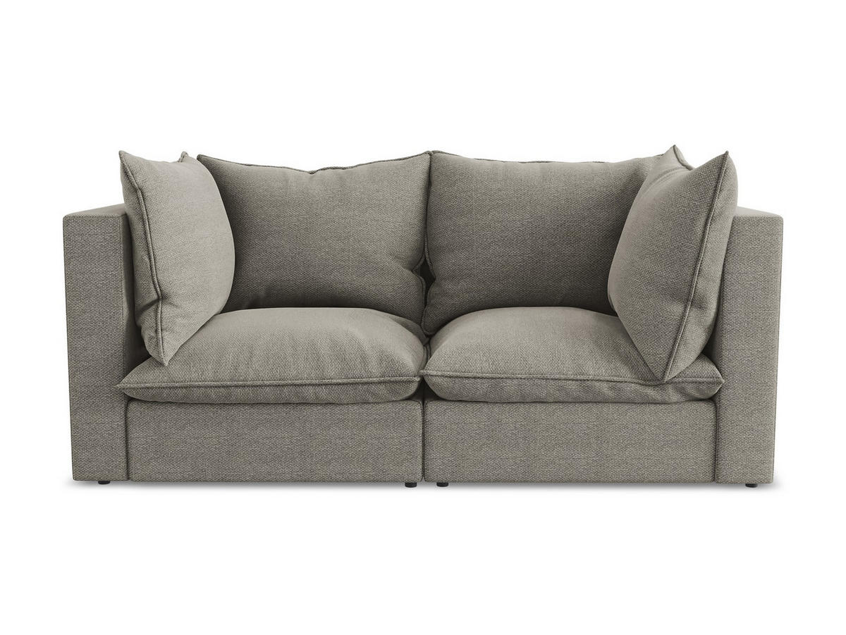 2-SITZER-SOFA Bouclé Stoff Grau - Schwarz/Grau, Holzwerkstoff/Kunststoff (180/77/90cm) - LaMiaSofa