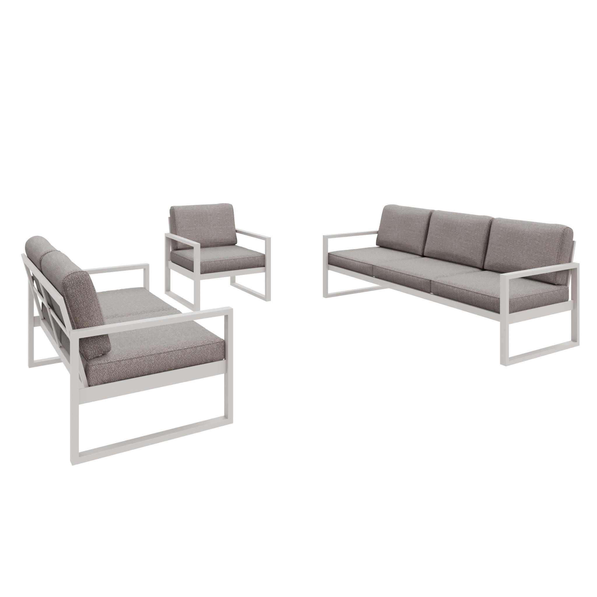 GARTENSET Madera für 6 Personen Balkonmöbel Aluminium Terassenmöbel Sitzbank, 4-tlg. Tisch kaschmir, graubeige - Kaschmir/Beige, Kunststoff/Metall - Margaret Hadas24