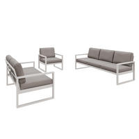 GARTENSET Madera für 6 Personen Balkonmöbel Aluminium Terassenmöbel Sitzbank, 4-tlg. Tisch kaschmir, graubeige - Kaschmir/Beige, Kunststoff/Metall - Margaret Hadas24