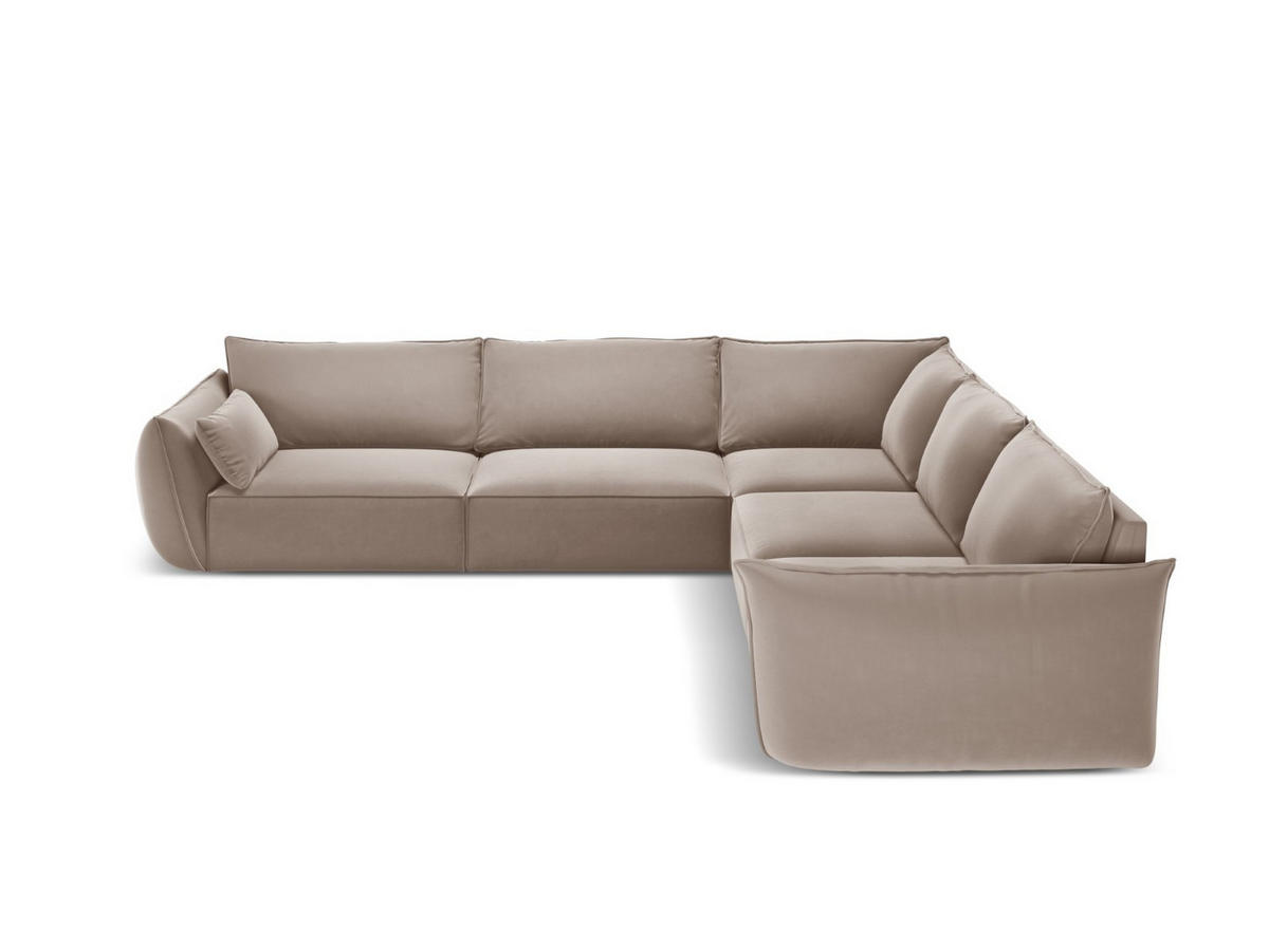 WENDBARES-ECKSOFA Kaelle aus Samt cappuccino 7 Sitzplätze - Cappuccino, Textil (286/286cm) - Micadoni