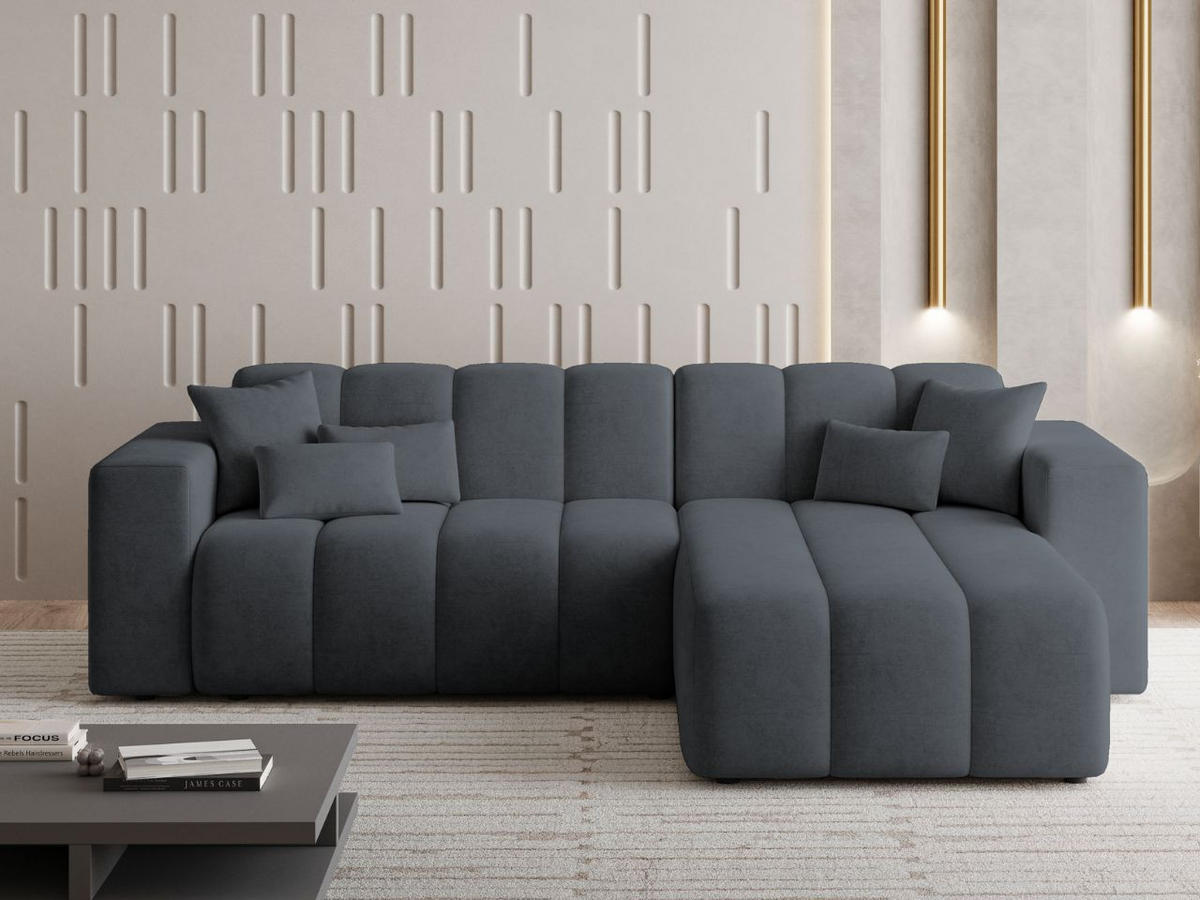 ECKSOFA Nork Dunkelgrau Rechts - Dunkelgrau, Holz/Textil (265/180cm) - Graingold