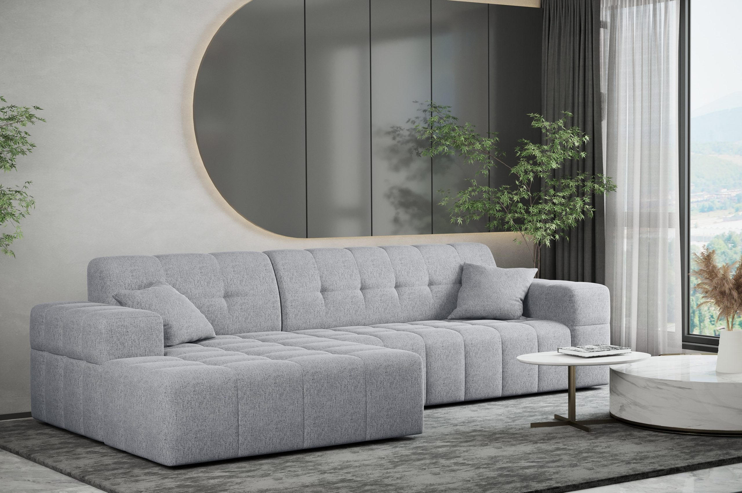 ECKSOFA L-Form NIMES Stoff Verita Grau Links - Grau, Holz (168/256cm) - Kaiser Möbel