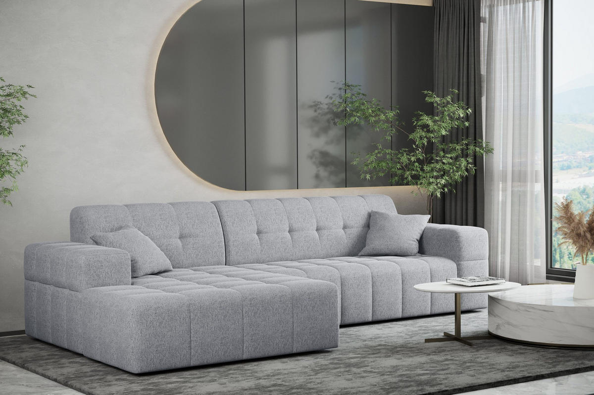 ECKSOFA L-Form NIMES Stoff Verita Grau Links - Grau, Holz (168/256cm) - Kaiser Möbel