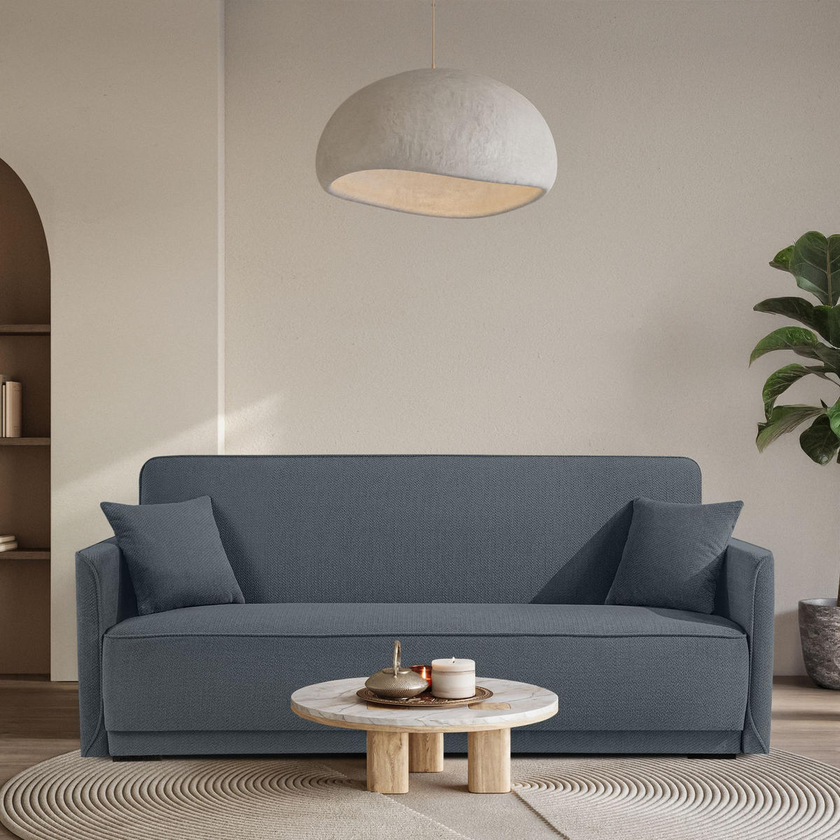 EINZELSOFA LIRIS, 3 Personen, Stahl - Dunkelgrau, Holz/Holzwerkstoff (208/91/98cm) - KONSIMO®