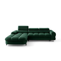 ECKSOFA UFFO L Links mit Schlaffunktion 260x195 Velours Dunkelgrün - Dunkelgrün/Schwarz, Holz/Textil (260/195cm) - Muffo