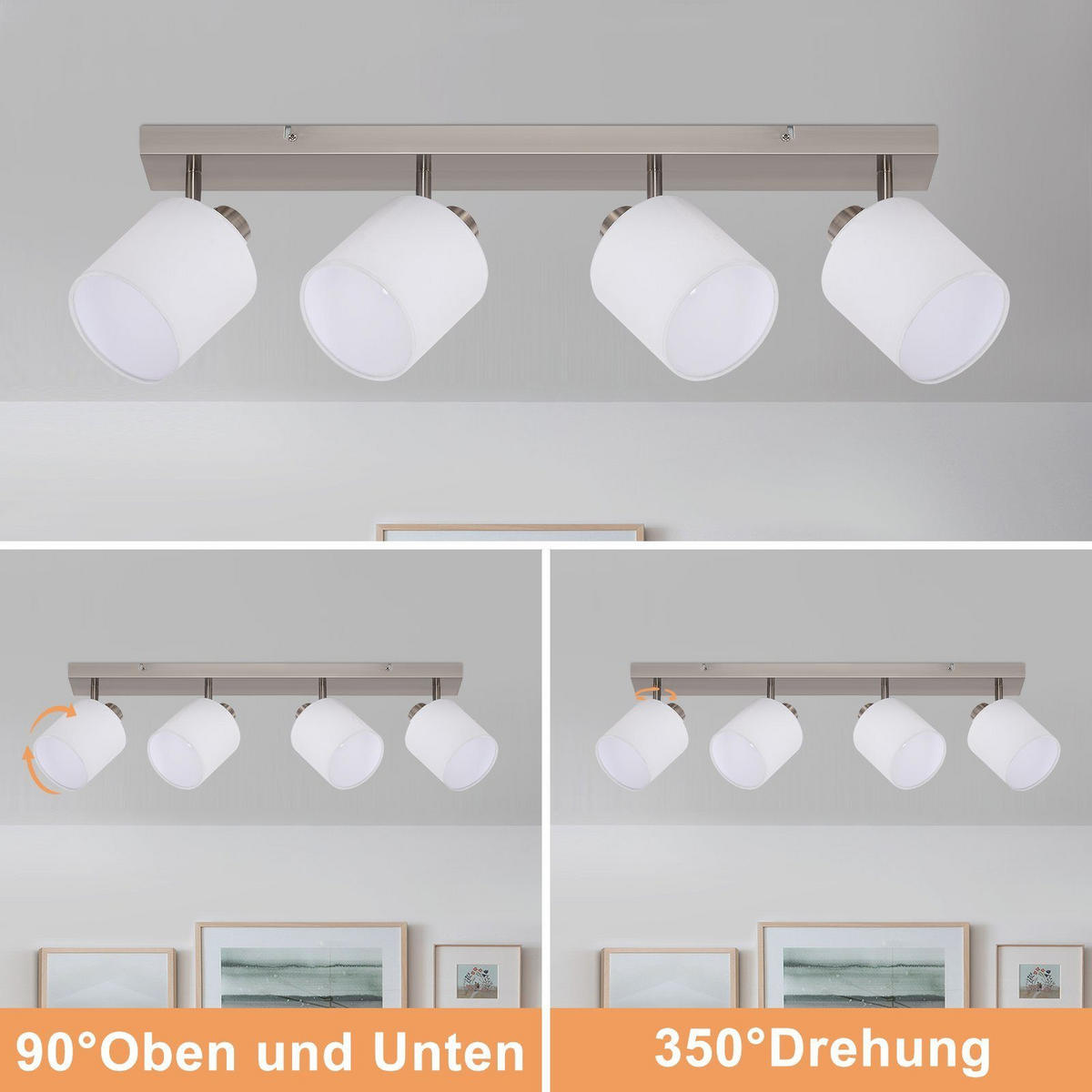 DECKENSTRAHLER 16/13/67.5cm Sand Nickel Farbe 1 Flamme - Silberfarben, Metall (16/13/67.5cm) - ZMH