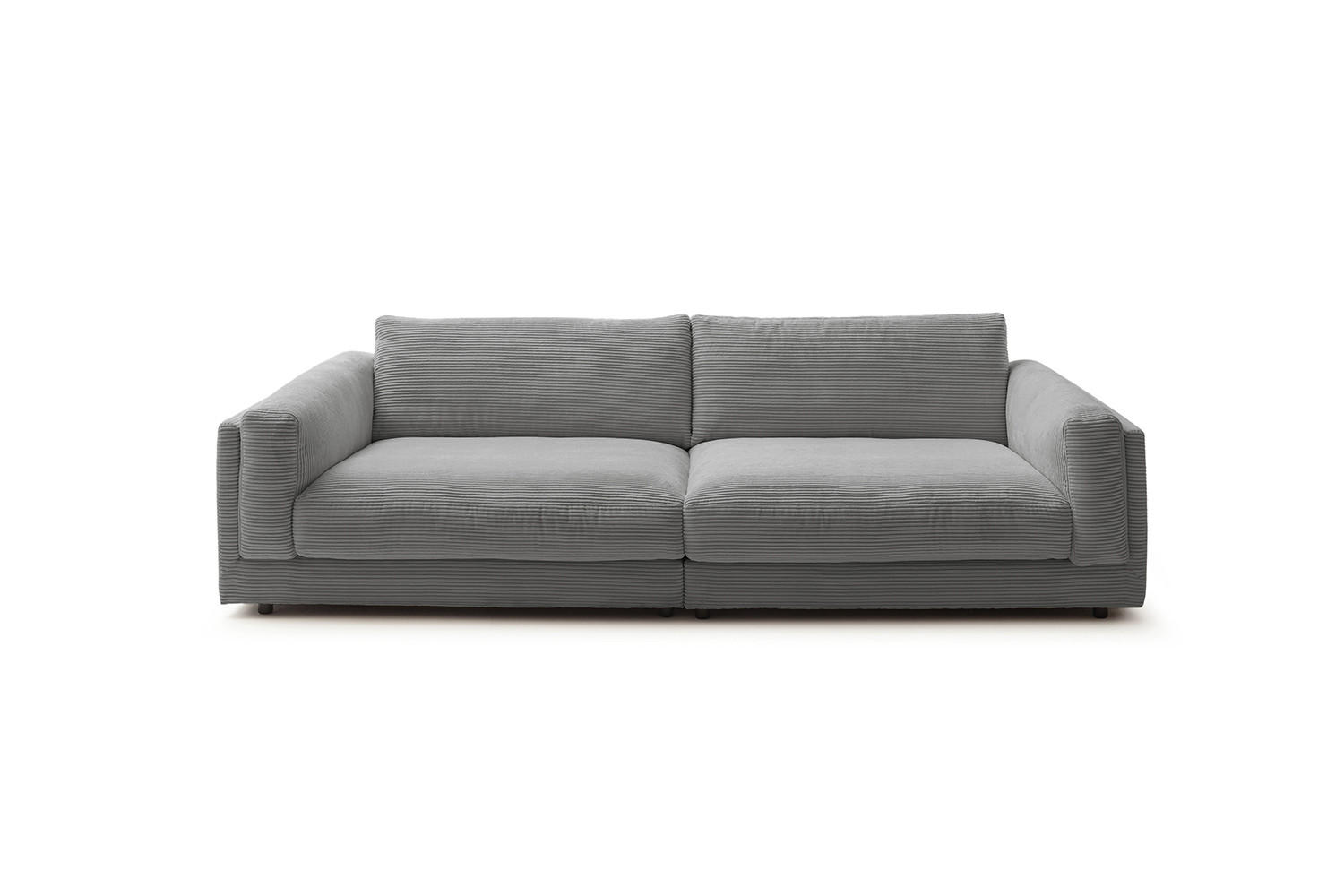 BIG SOFA RAINA Grau Cord - Schwarz/Grau, Kunststoff/Textil (254/85/150cm) - KAWOLA