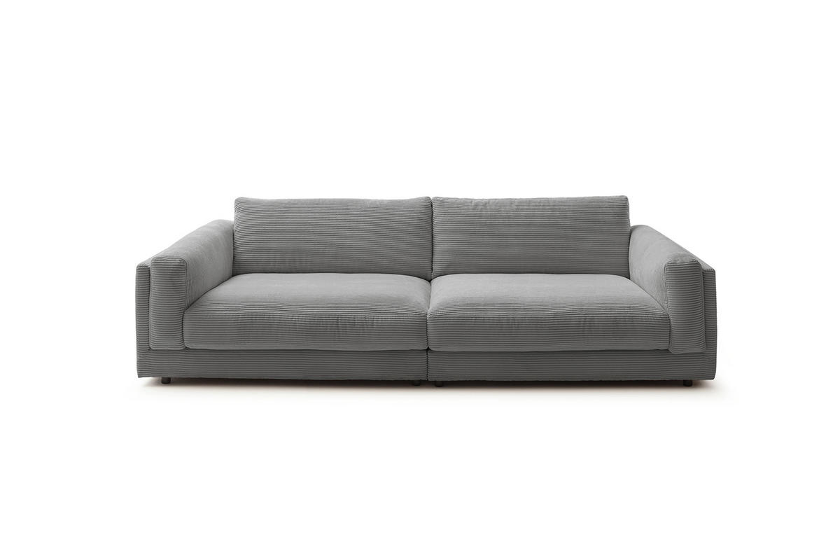 BIG SOFA RAINA Grau Cord - Schwarz/Grau, Kunststoff/Textil (294/85/150cm) - KAWOLA