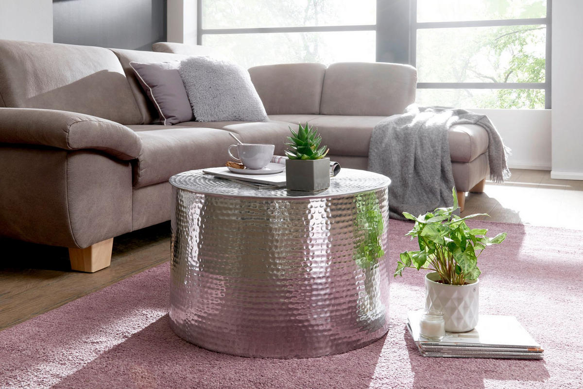 COUCHTISCH orientalisch MANI - Silberfarben, Metall (61/61/40.5cm) - tinkaro