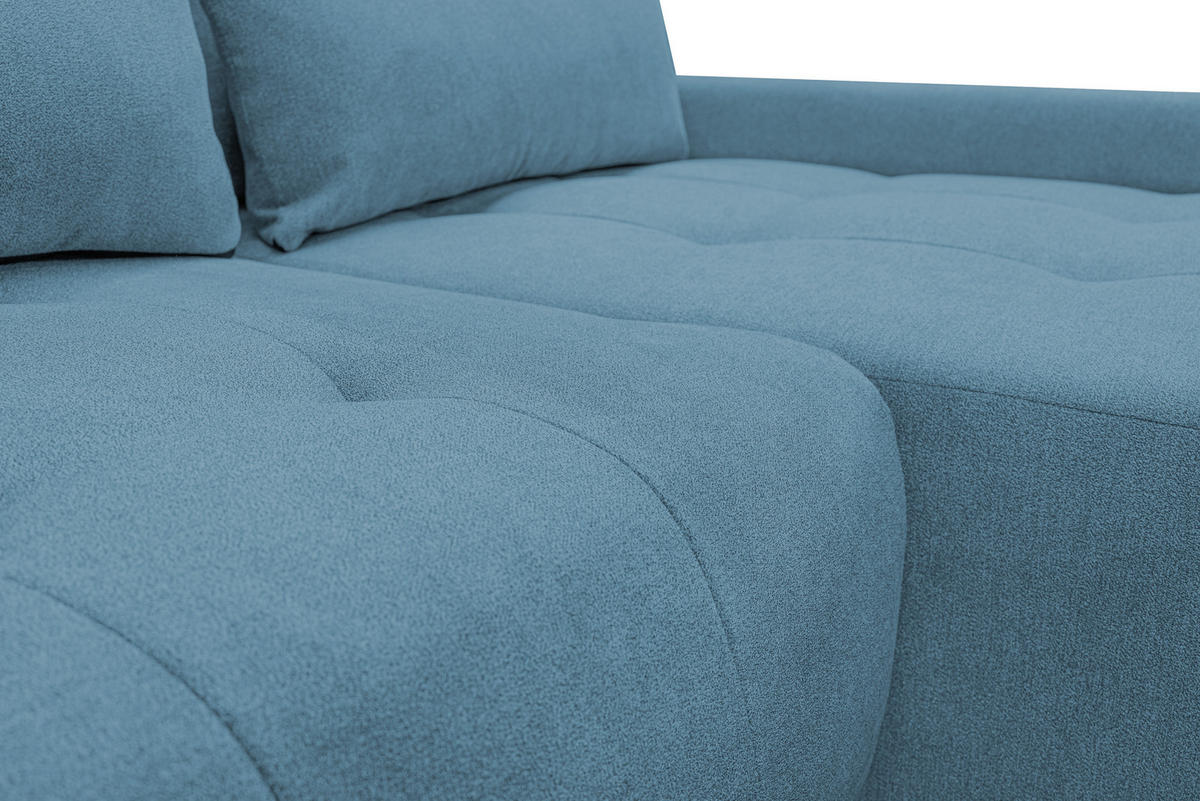 ECKSOFA Bloom mit Bettkasten und Schlaffunktion L-Form - Blau, Textil (267/185cm)