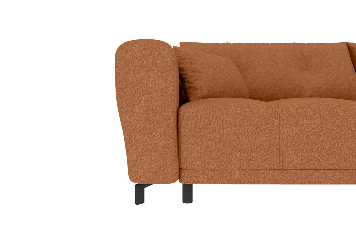 ECKSOFA Massimo Strukturstoff Rostfarben inkl. Schlaffunktion Rechts - Rostfarben/Schwarz, Textil/Metall (246/177cm) - 99rooms