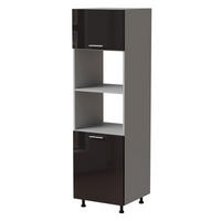 BACKOFENUMBAUSCHRANK Essen D14/RU/60/207 Schwarz Hochglanz / Grau Matt 60 / 59 / 207cm - Schwarz Hochglanz/Schwarz, Holz/Holzwerkstoff (60/207/59cm) - Feldmann-Wohnen